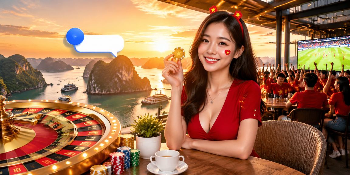 Người chơi roulette trực tuyến thư giãn bên Vịnh Hạ Long