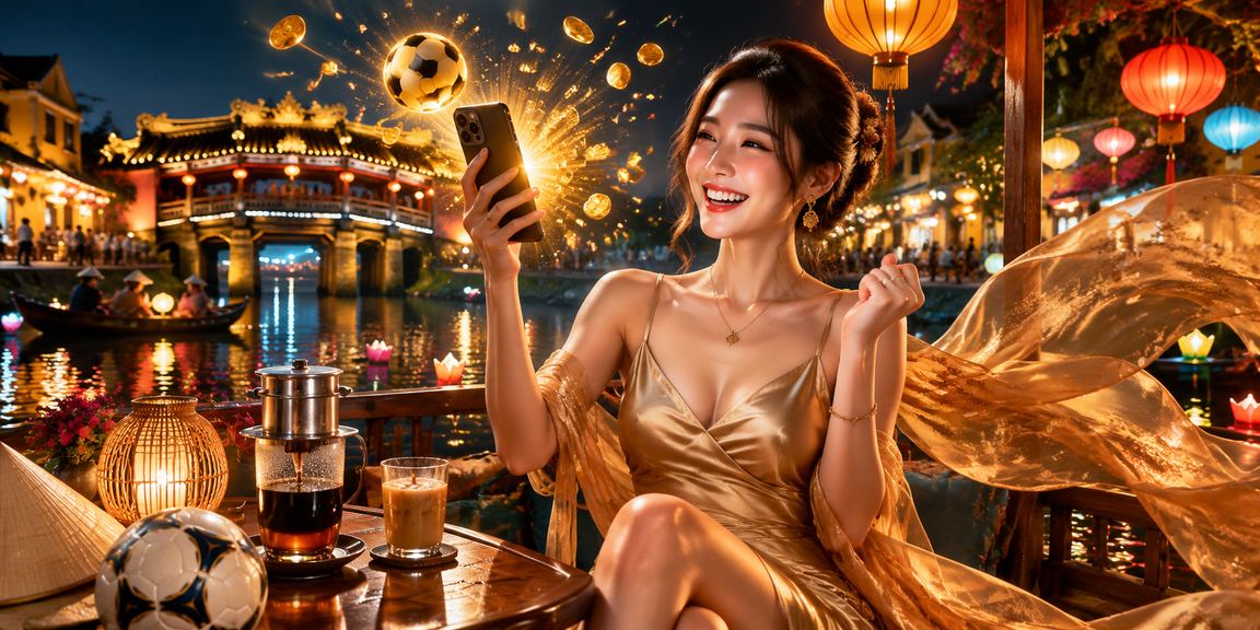 Người chơi cá độ bóng đá bên ly cà phê tại Hội An